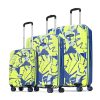 Skybags Lush Set of 3 Printed Hard Case Trolley Bags, Lime-Blue