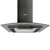 Glen 60cm 1000 m3/hr Curved Glass Wall Mounted Kitchen Chimney Push Buttons Baffle Filter (MISO Black)