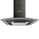 Glen 60cm 1000 m3/hr Curved Glass Wall Mounted Kitchen Chimney Push Buttons Baffle Filter (MISO Black)