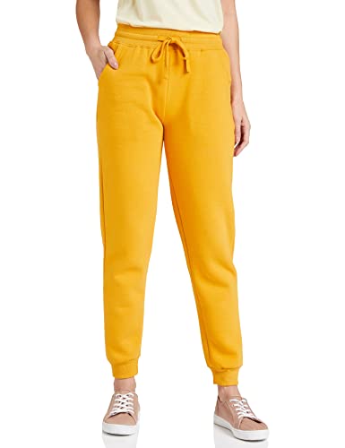 Amazon Brand – Symbol Women’s Jogger Track Pants|Ankle Length|Regular Fit|Fleece (CT-2 Cont_Mustard_S)