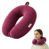 CRAE Travel Neck Pillow for Men & Women | Soft Fibre Cushion for Flight, Car & Train | Soft Velvet Fabric with Attachable Snap Strap | Cervical Support for Neck Pain Relief.Pack of 1(Candy Pink)