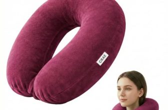 CRAE Travel Neck Pillow for Men & Women | Soft Fibre Cushion for Flight, Car & Train | Soft Velvet Fabric with Attachable Snap Strap | Cervical Support for Neck Pain Relief.Pack of 1(Candy Pink)