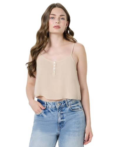 Forever 21 Women’s Regular Fit Shirt (FWS24CWOF012801_Beige