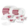 Larah by Borosil 35 Pieces Rose Red Opalware Dinner Set for Family of 6