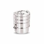 neelam Stainless Steel Lunch Box/Tiffin with Locking Clip, 4-Tier Container, 1500 ml, Hot & Cold Leak-Proof, Compact & Durable, Perfect for Office, School, Picnic and Travel, Silver