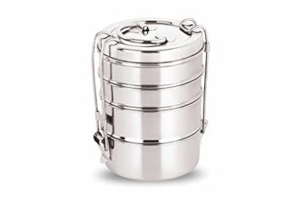 neelam Stainless Steel Lunch Box/Tiffin with Locking Clip, 4-Tier Container, 1500 ml, Hot & Cold Leak-Proof, Compact & Durable, Perfect for Office, School, Picnic and Travel, Silver