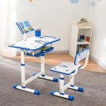 Amazon Brand – Jam & Honey Kids Functional Desk and Chair Set, Height Adjustable Children School Study Table with Book Holder Slot | Age 3+ Years (Blue) | Iron & Wood