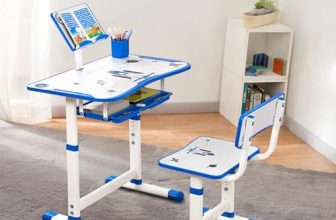 Amazon Brand – Jam & Honey Kids Functional Desk and Chair Set, Height Adjustable Children School Study Table with Book Holder Slot | Age 3+ Years (Blue) | Iron & Wood