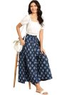 Lonaxa Women Navy Blue & White Printed Flared Palazzo Pants (in, Alpha, M)