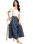 Lonaxa Women Navy Blue & White Printed Flared Palazzo Pants (in, Alpha, M)