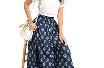 Lonaxa Women Navy Blue & White Printed Flared Palazzo Pants (in, Alpha, M)