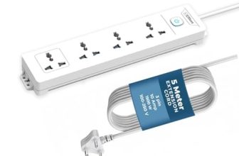 EMBOX Extension Board 5 Meter Cable with Switches | 2000 W Extension Cord 4 Universal Sockets | Spike Guard, LED Indicator