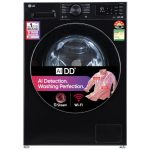 LG 12 Kg, 5 Star, AI DD Technology, Steam, Wi-Fi, Tempered glass door, Fully-Automatic Front Load Washing Machine (FX1412N3O, Reduce germs & allergens, Smart Fabric Care, 2026 Model, Onyx Black)