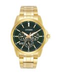 Citizen Stainless Steel Analog Quartz Multifuction Men’s Black Dial Watch – AG8343-50X, Band Color-Two-Tone