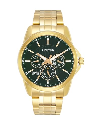 Citizen Stainless Steel Analog Quartz Multifuction Men’s Black Dial Watch – AG8343-50X, Band Color-Two-Tone