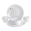 CELLO Lush Fiesta Dazzle Series Opalware Dinner Set of 13 Pieces for Family of 2 | Bone-Ash Free & Leadfree Opal Glass, Microwave & Dishwasher Safe, Plates & Bowls Crockery Set for Dining & Gifting
