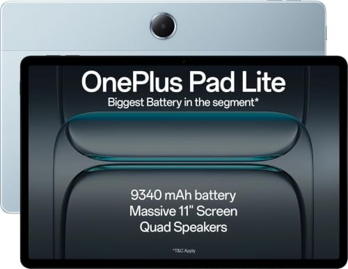 OnePlus,Pad Lite, 11-inch (27.94 CM), LCD, 6GB RAM, 128GB ROM, WiFi, Quad Speakers, 9340mAh Battery, Blue, Not AI Enabled