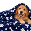 Foodie Puppies Pet Blanket for Dogs & Cats – Navy Blue Paw Print Fleece Blanket, Soft Cozy Washable Cover for Puppies, Kittens & Pets | 39 x 30 Inch
