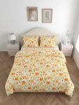 haus & kinder Microfiber Double Flat 200 TC Printed 1 Bedsheet with 2 Pillow Covers(Blue)