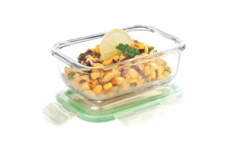 SIGNORA WARE Borosilicate Glass Rectangular Container with Lid, 370ml, Clear, Microwave & Freezer Safe, Airtight & Leakproof for Kitchen Use, Lunch Box & Reheating Leftovers