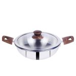 Bombay Kookware Tri Ply Kadai 22 Cm | Stainless Steel Deep Cooking Kadhai for Curry, Frying & Sautéing | Durable Tri-Ply Cookware with Handles | 1 Piece