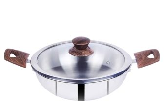 Bombay Kookware Tri Ply Kadai 22 Cm | Stainless Steel Deep Cooking Kadhai for Curry, Frying & Sautéing | Durable Tri-Ply Cookware with Handles | 1 Piece