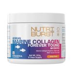 Nutriburst Korean Marine Collagen Powder | Marine Collagen Peptides (Type I & III) with Hyaluronic Acid | 8g High Absorption Collagen per Serving | Orange Flavour | For Skin, Hair, Nails & Joint Support | For Men and Women | 100g