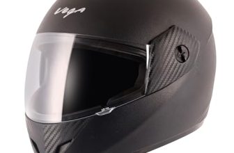 Vega Cliff ISI Certified Lightweight Full Face Gloss Finish Helmet for Men and Women with Clear Visor(Black, Size:L)