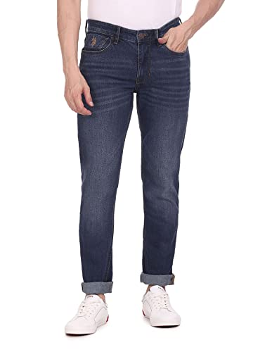U.S. POLO ASSN. Men’s Slim Mid Rise Jeans (UDJC0079_Blue_34)
