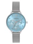 French Connection Bloom Light Blue Round Dial Womens Mult Function Watch FCN068SM