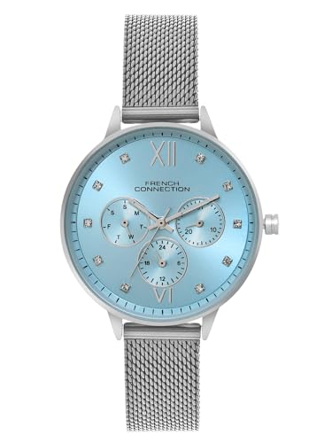 French Connection Bloom Light Blue Round Dial Womens Mult Function Watch FCN068SM