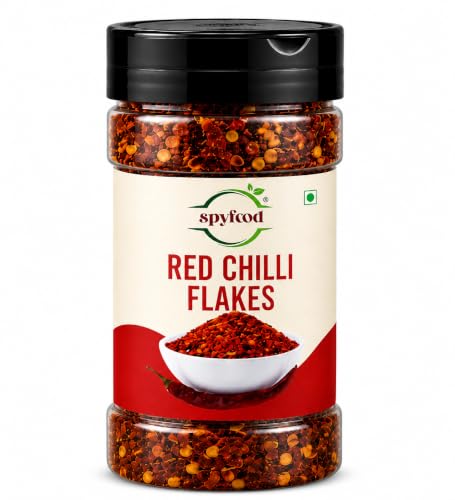 SPYFOOD Red Chilli Flakes 70g | Premium Crushed Dried Red Chillies | Natural Spicy Seasoning for Pizza, Pasta, Noodles, Soups, Salads & Indian Cooking | No Artificial Colors