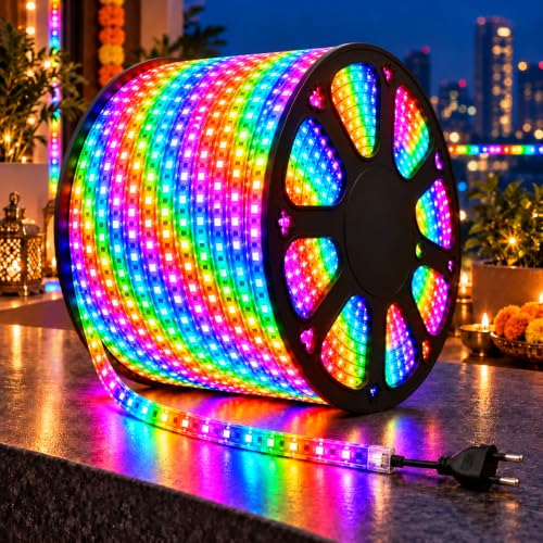 Desidiya LED Rope Light 100 Meter Multicolor | Decorative Lighting for Diwali, Dhanteras & Festive Home Decor | Flexible Tube Light for Shop Front, Temple, Office & Event Decoration | Corded Electric