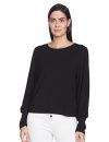 Harpa Basics Women’s Solid Regular Blouse (GR6159_Black Extra-Large)