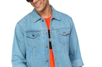 FTX Men Solid Light Blue Standard Length Denim Jacket (535_1)_Xl