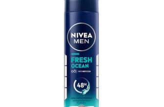 NIVEA Men Fresh Ocean Deodorant Spray, 150ml | 48 H Active Odour Protection | Fresh Long Lasting Deo for men | Fights Odour causing bacteria | Aqua and Sandalwood | 150ml