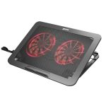 Geonix CoolZ 2Fan Laptop Cooling Pad |High-Performance 2 Cooling Fans 6 Adjustable Height Levels Up to 130mm | Compatible Upto 17-Inches| Supports uto 5kg | Mobile Phone Stand (Black & Red)
