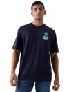 Spykar Men’s Blue Oversized Solid Half Sleeves T-Shirts