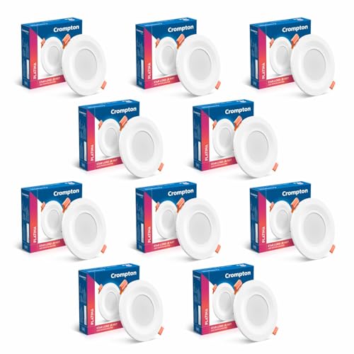 Crompton Star Lord JBNXT Junction Box Downlighter | 5W | Round | Red | Pack of 10 | Junction Box | Cutout: 3 inch, 75 mm | For use in halls, bedroom, kitchens, office, stores