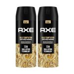 Axe Gold Temptation Long Lasting Deodorant Bodyspray For Men 150 ml, Pack of 2