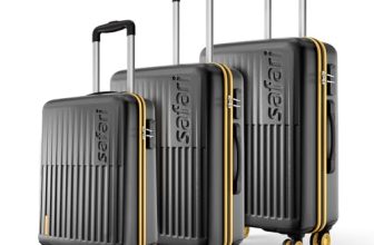 Safari Astra Neo 8 Wheels Set of 3 Trolley Bags, Hard Case Polycarbonate, 360 Degree Wheeling Carry on & Check-in Luggage for Men & Women, Suitcase for Travel, Trolley Bags for Travel, Black