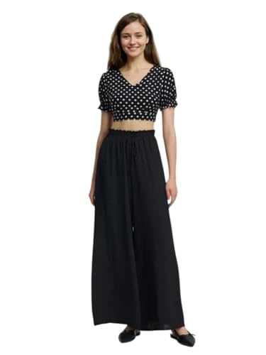 KOTTY Women’s Solid Breathable Washed Black Pants(Black,XL)-KTTWOMENSPANT675XL