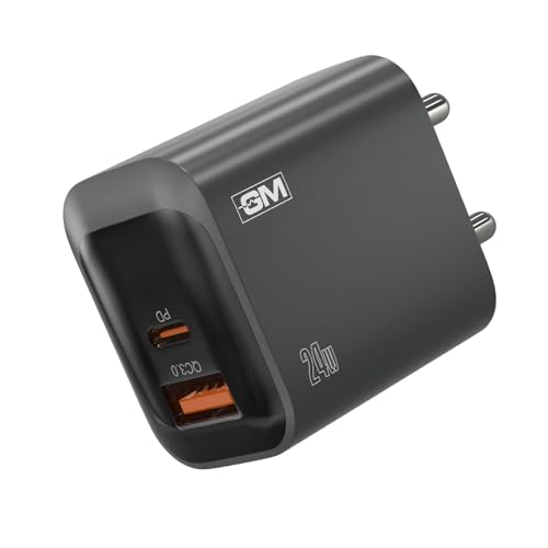 GM G+ 24W Dual-Tone Fast Charger | PD 3.0 + QC 3.0 + PPS | USB-C&A Dual Port | Smart Power Allocation | Advanced Protection for iPhone, Samsung, Pixel Series, Tablets,|1 Year Warranty