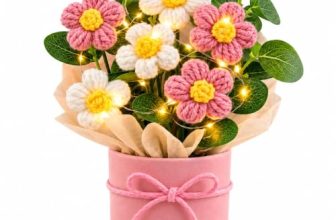 HARIVIQ Knitted Yarn Flower Pot with Light