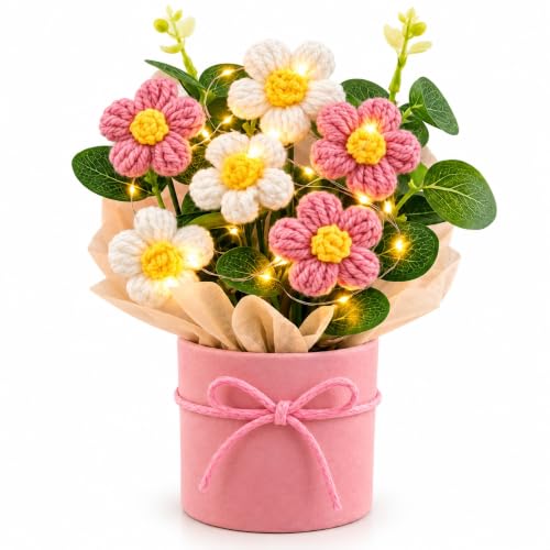 HARIVIQ Knitted Yarn Flower Pot with Light