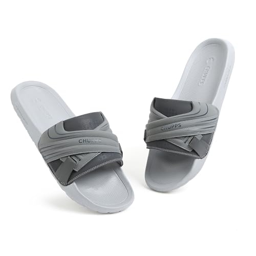 CHUPPS Vertex Men’s Casual Sliders & Flip-Flops | Comfortable Flip Flop Slippers with FOAM6 6mm Foam Upper| Powergrip Footbed for Superior Cushioning & Support |Stylish Footwear for Men Grey