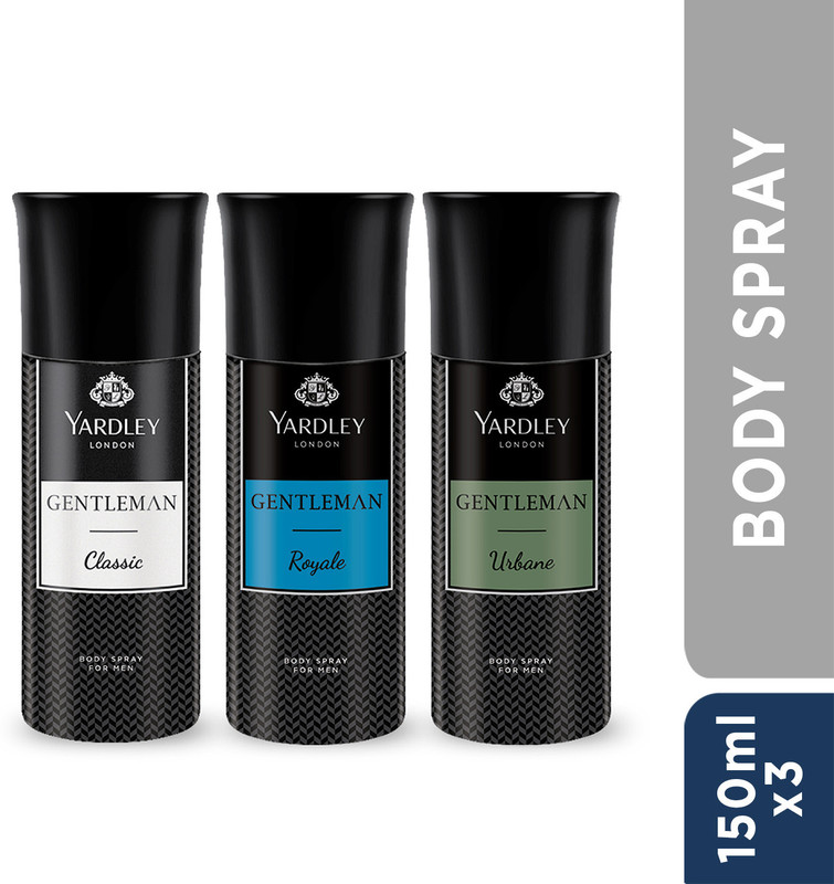 Yardley London Gentleman Deo Tripack – Classic, Urbane, and Royale-Masculine Fragrance Body Deodorant Spray  –  For Men(450 ml, Pack of 3)