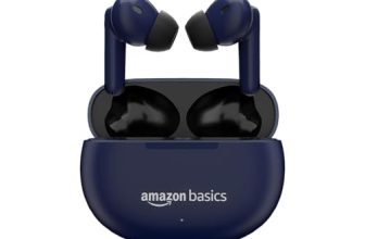 Amazon Basics True Wireless in-Ear Earbuds with Mic, Touch Control, IPX5 Water-Resistance, Bluetooth 5.3, Up to 55 Hours Play Time, Voice Assistance and Fast Charging (Blue)