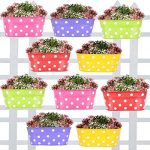 TrustBasket Dotted Oval Railing Planters (Magenta, Purple, Green, Red, Yellow) – Set of 10
