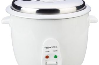 Amazon Basics 1.8 liter Electric Rice Cooker | Auto Cut-Off | Cooking Capacity of 750g | Stainless Steel Lid | Non-Stick Coating (White)